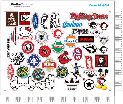 Calcos Stickers Troqueladas Autos Motos Skate Plotter7