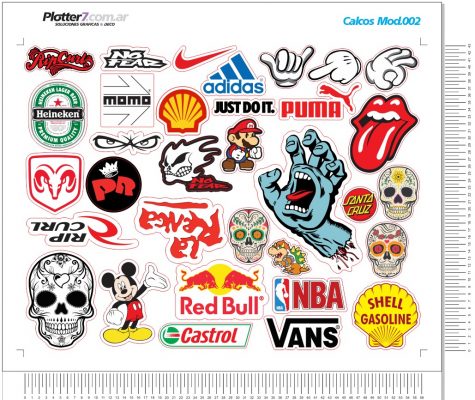Calcos Stickers Troqueladas Autos Motos Skate Plotter7
