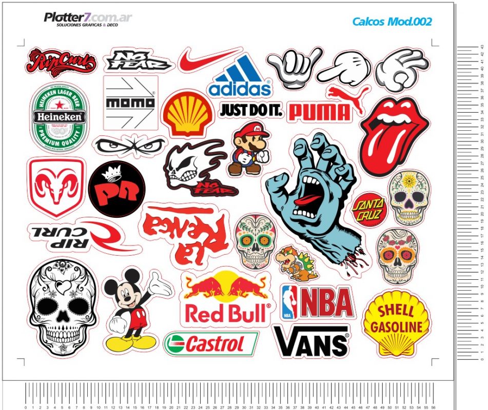 Calcos Stickers Troquelados Autos Motos Skate x Pliego! - Plotter7