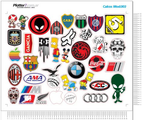 Calcos Stickers Troqueladas Autos Motos Skate Plotter7