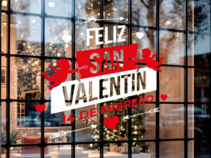 Alternative view of San Valentín | Calco para vidrieras SV013