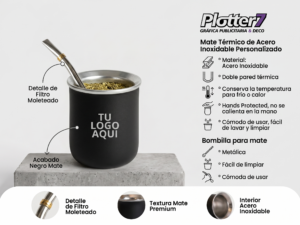 mate acero inoxidable con grabado perosnalizado | Plotter7